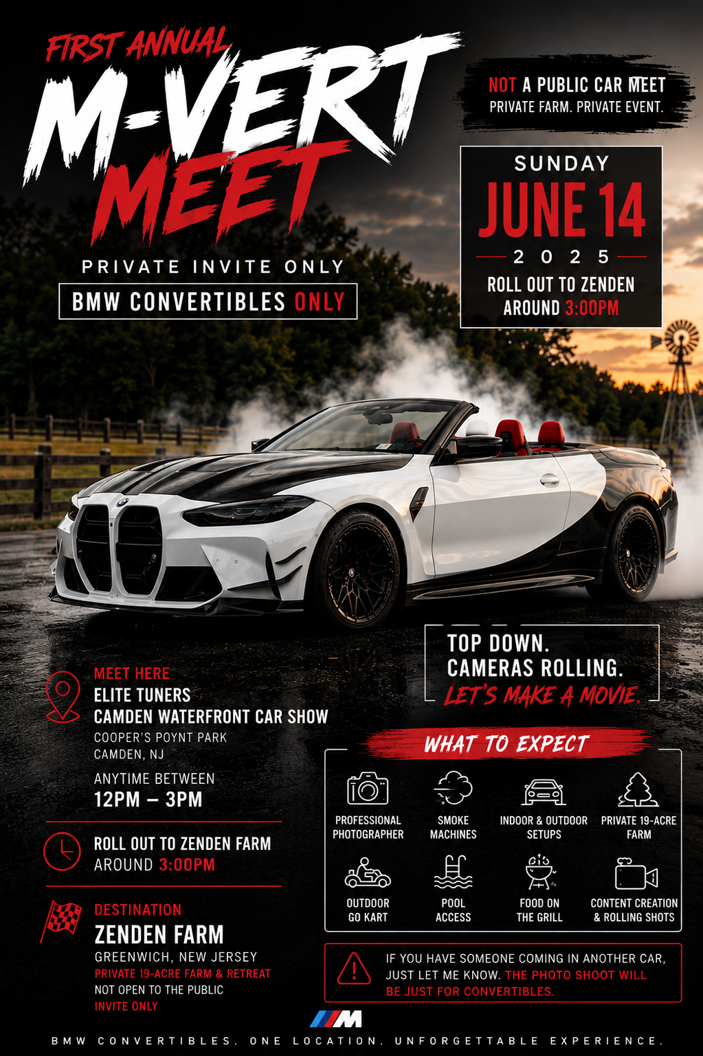 First M-Vert Meet flyer - BMW convertible private event